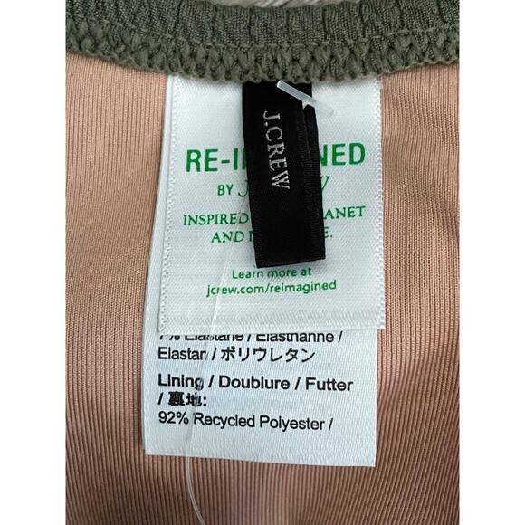 J. Crew Textured Curved-Waist Cheeky Bikini Bottom High Cut Olive Green Medium - Picture 13 of 16